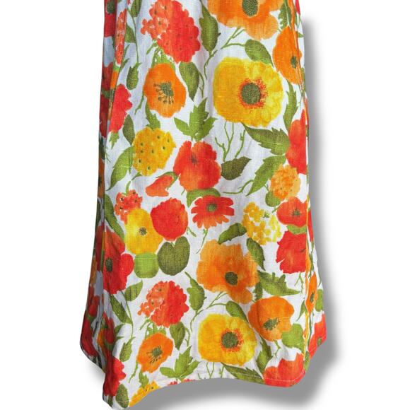 Vintage 60s Handmade Sleeveless Floral Shift Dress Red Orange Poppy Floral Print - Picture 4 of 11